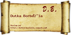 Dutka Borbála névjegykártya